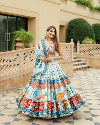 Rangila Raas Multicolour Mirror Work Lehenga Set