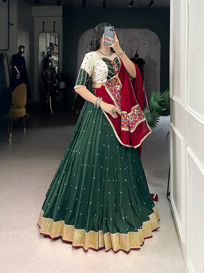 Rangreet Royalty Mirror Work Lehenga Choli with Maroon Dupatta