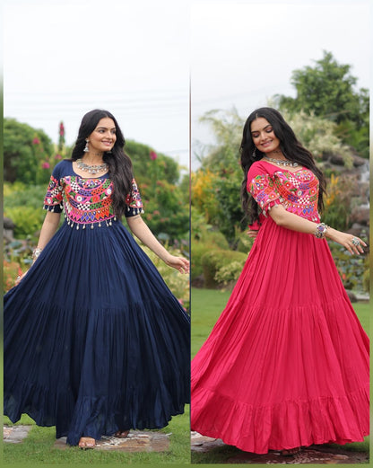 Naayra Sparkle Mirror Work Flared Navratri Maxi Gown