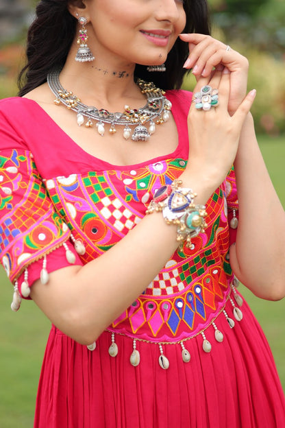 Naayra Sparkle Mirror Work Flared Navratri Maxi Gown