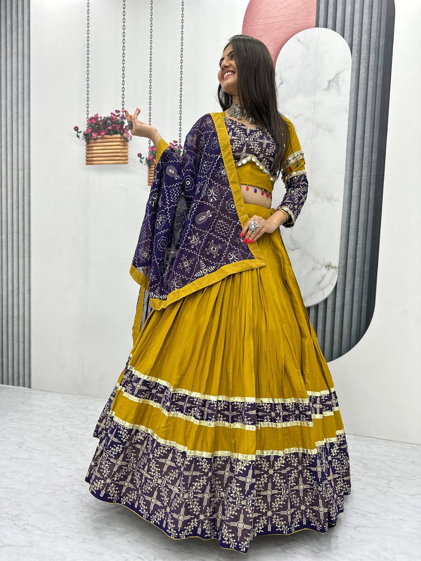 Amaya Raang Vibrant Mustard Pure Cotton Bandhani Lehenga