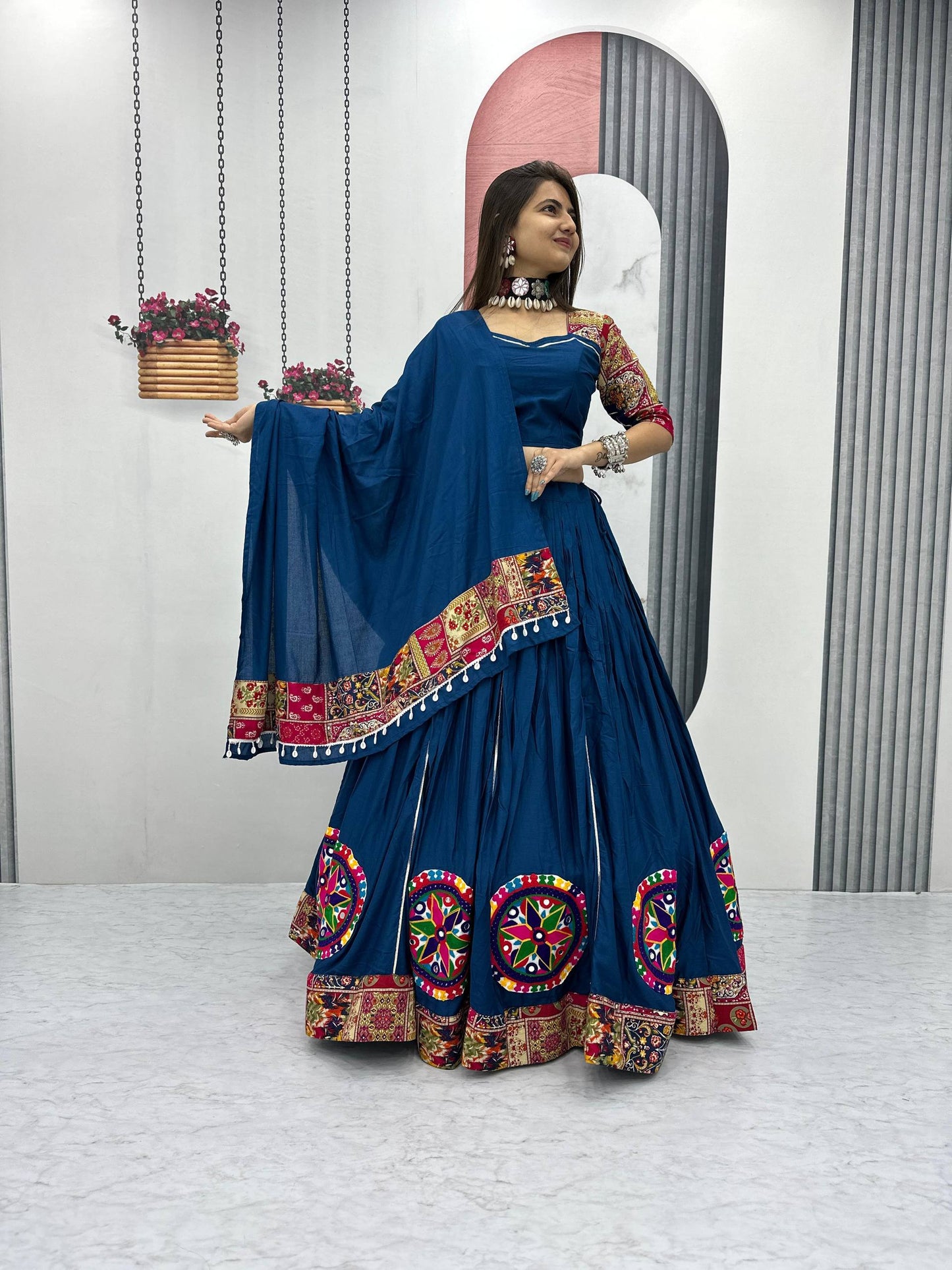 Morni Magic Embroidered Royal Blue Navratri Lehenga Choli
