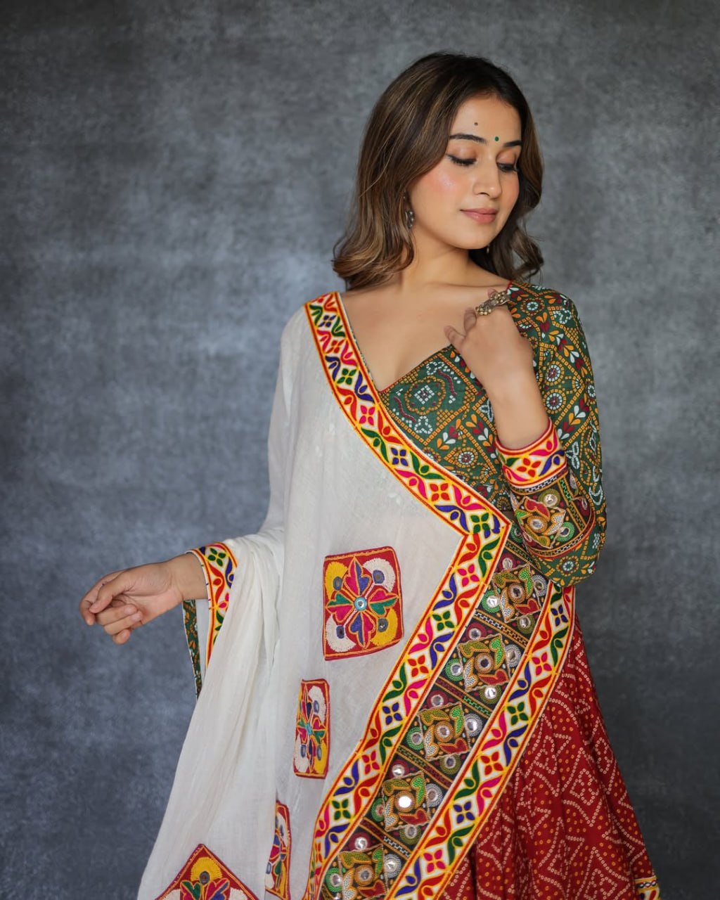 GulRang Navratri Lehenga Set Multicolor Traditional Embroidery with Dupatta