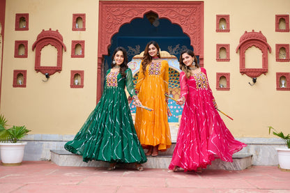 Vritika's Bandhani Mirror Work Georgette Anarkali Gown