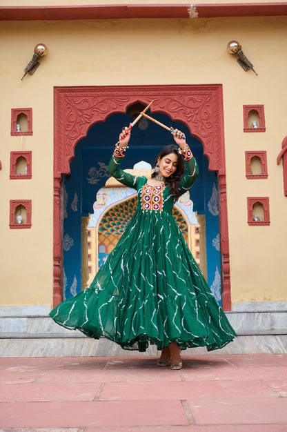 Vritika's Bandhani Mirror Work Georgette Anarkali Gown