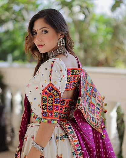 Rajvi Rasa Mirror Work Embroidery Navratri Special Lehenga Set