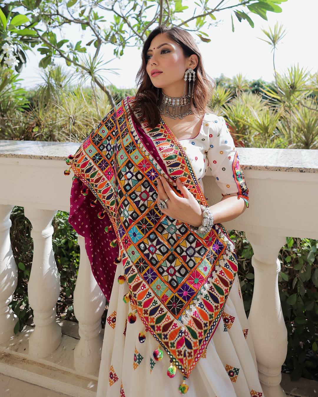 Rajvi Rasa Mirror Work Embroidery Navratri Special Lehenga Set