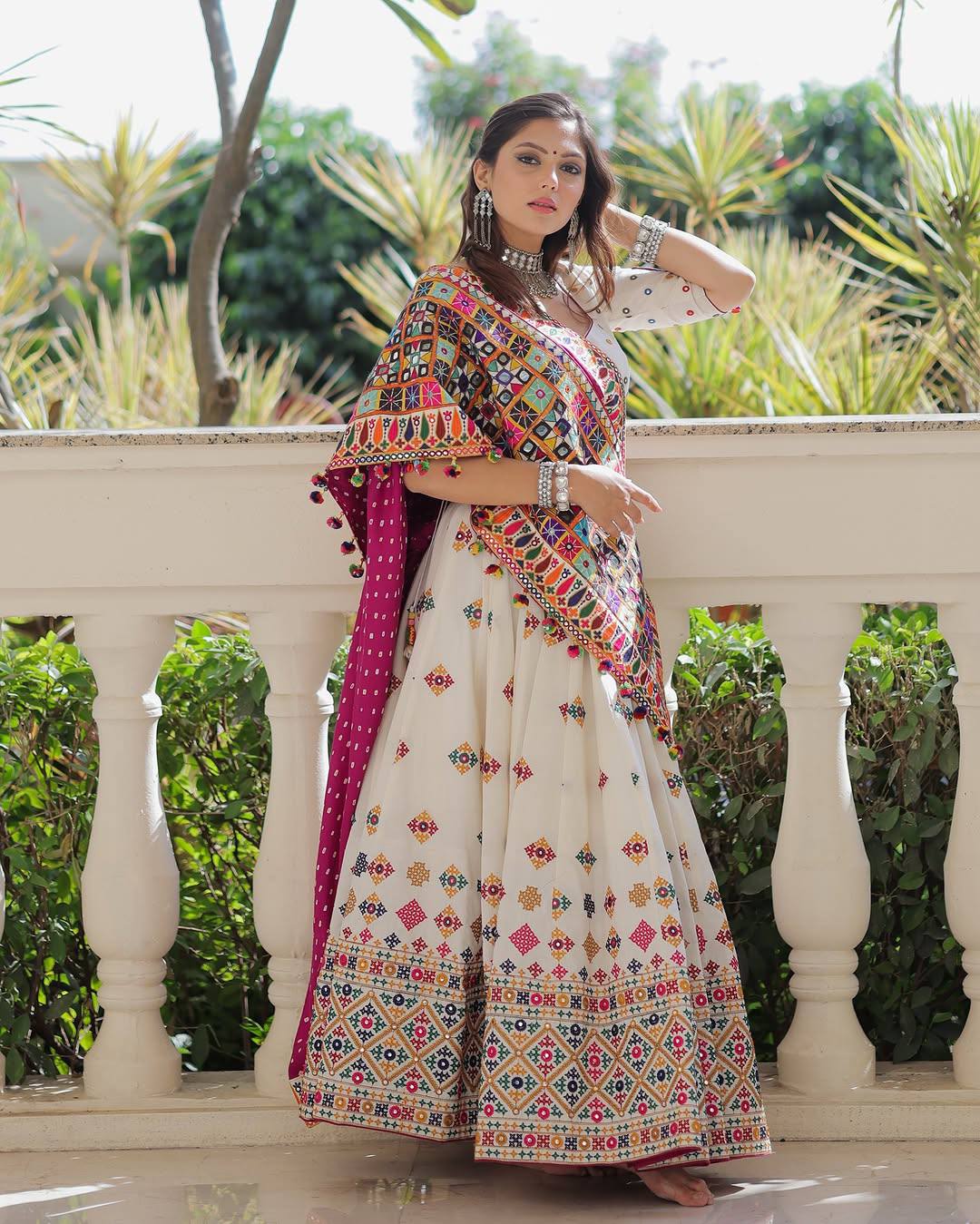 Rajvi Rasa Mirror Work Embroidery Navratri Special Lehenga Set