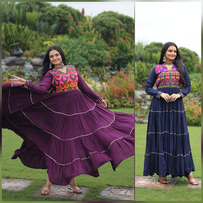 Rangrez Kutchi Mirror Work Embroidered Flared Gown