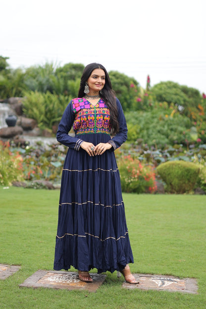 Rangrez Kutchi Mirror Work Embroidered Flared Gown