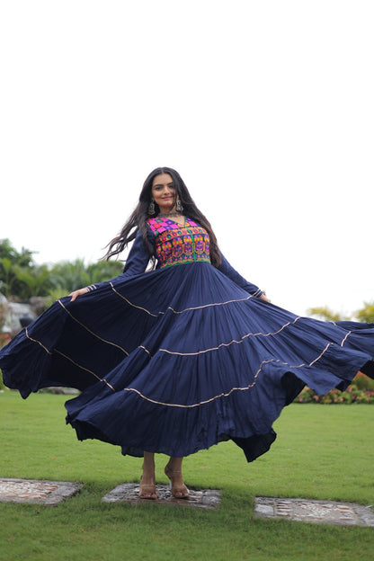 Rangrez Kutchi Mirror Work Embroidered Flared Gown