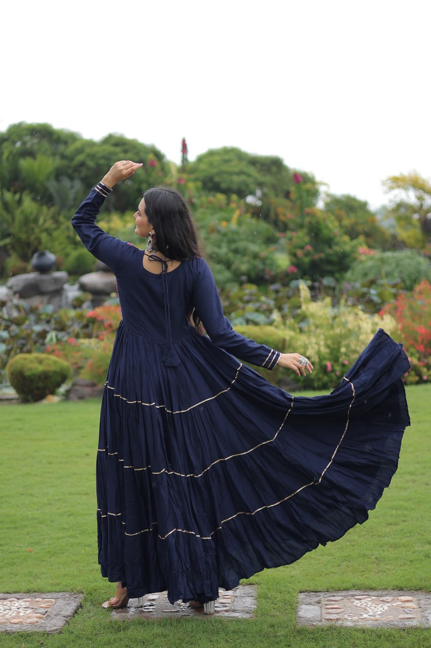 Rangrez Kutchi Mirror Work Embroidered Flared Gown