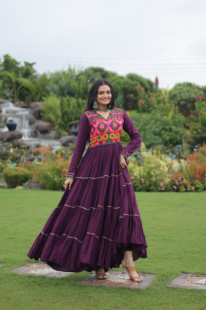 Rangrez Kutchi Mirror Work Embroidered Flared Gown