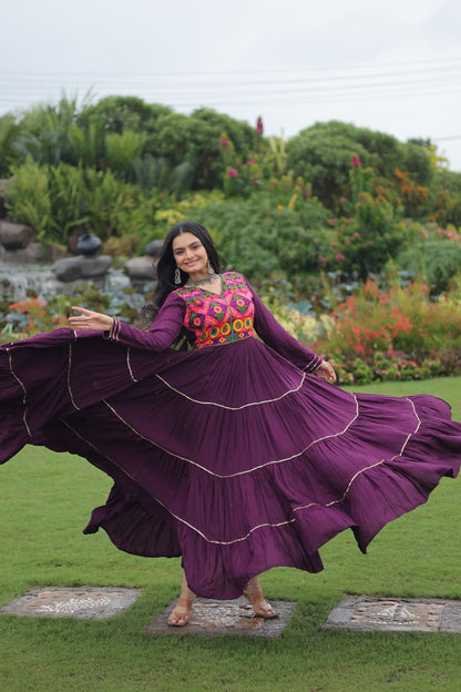 Rangrez Kutchi Mirror Work Embroidered Flared Gown