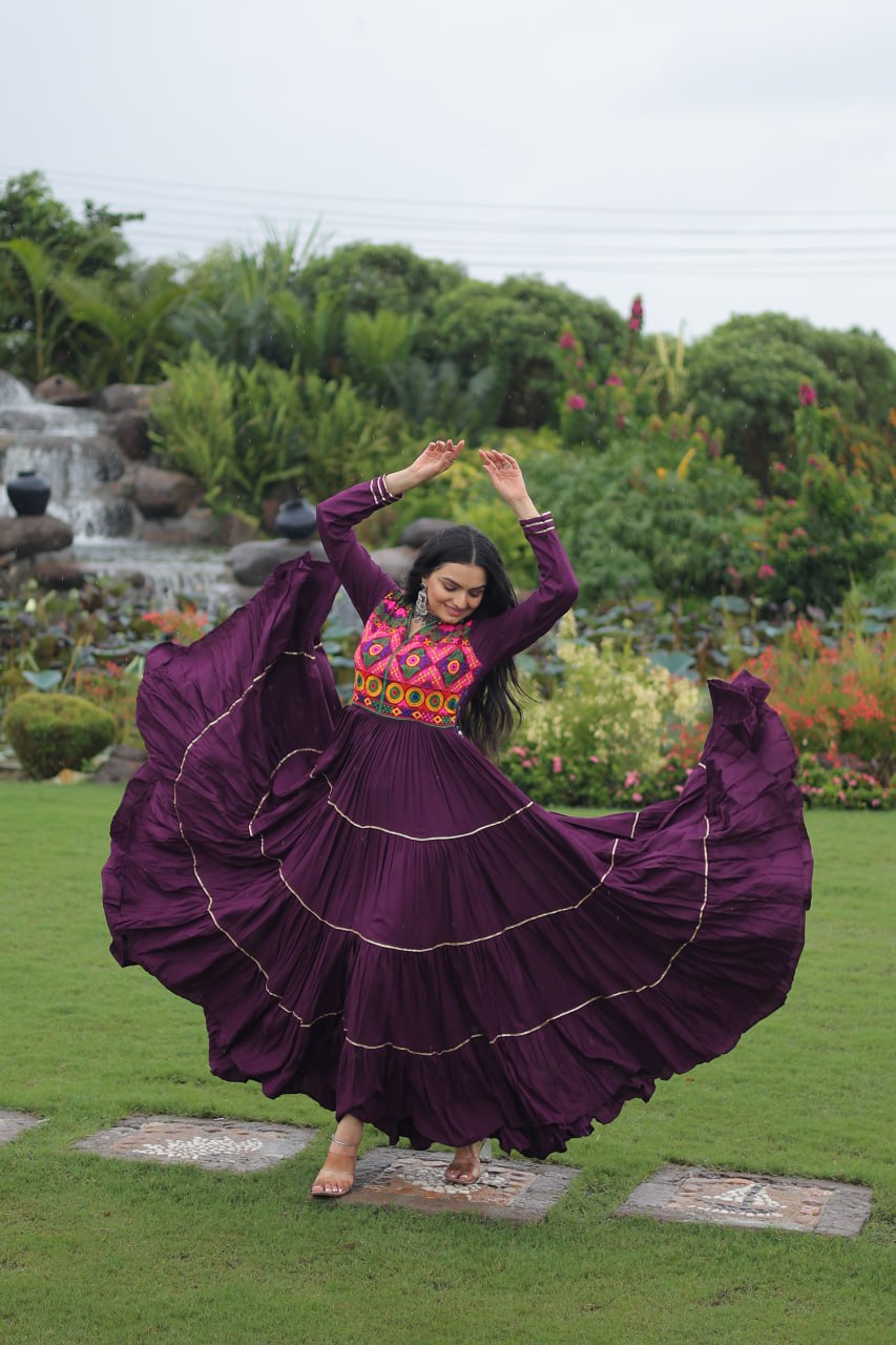 Rangrez Kutchi Mirror Work Embroidered Flared Gown