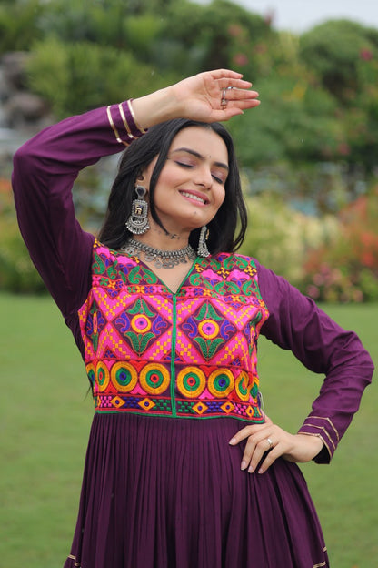 Rangrez Kutchi Mirror Work Embroidered Flared Gown