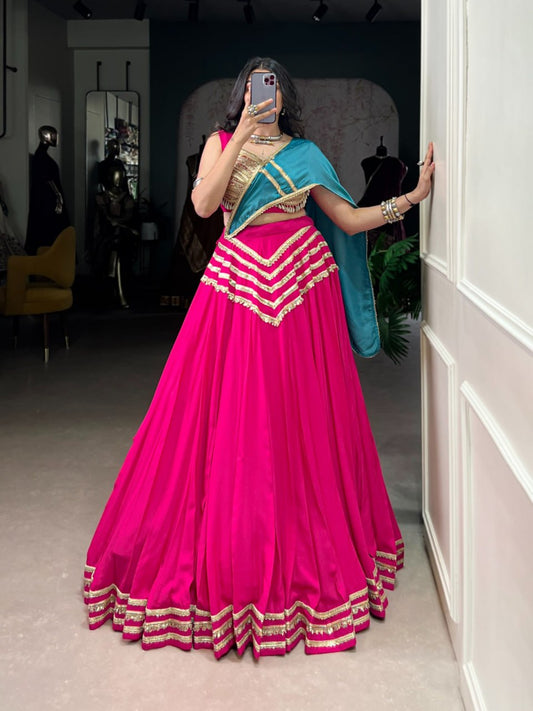 Mehika Pink Mirror Glam Festive Lehenga Set