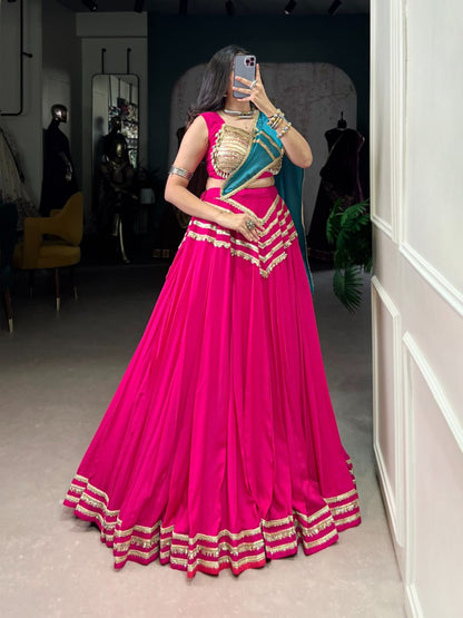 Mehika Pink Mirror Glam Festive Lehenga Set