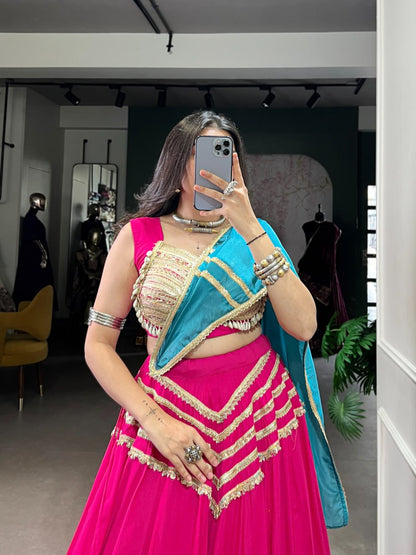 Mehika Pink Mirror Glam Festive Lehenga Set