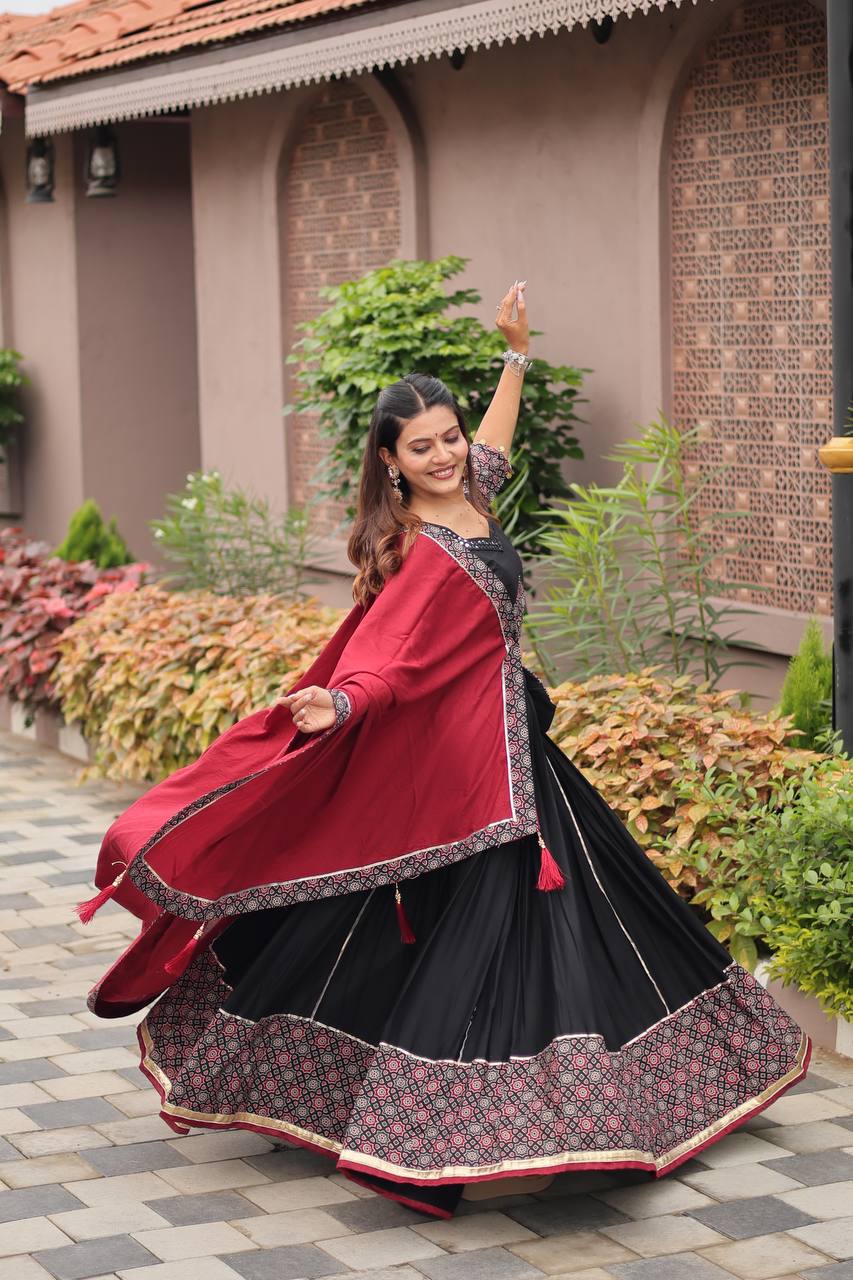 Kashish Black & Maroon Traditional Navratri Lehenga Choli