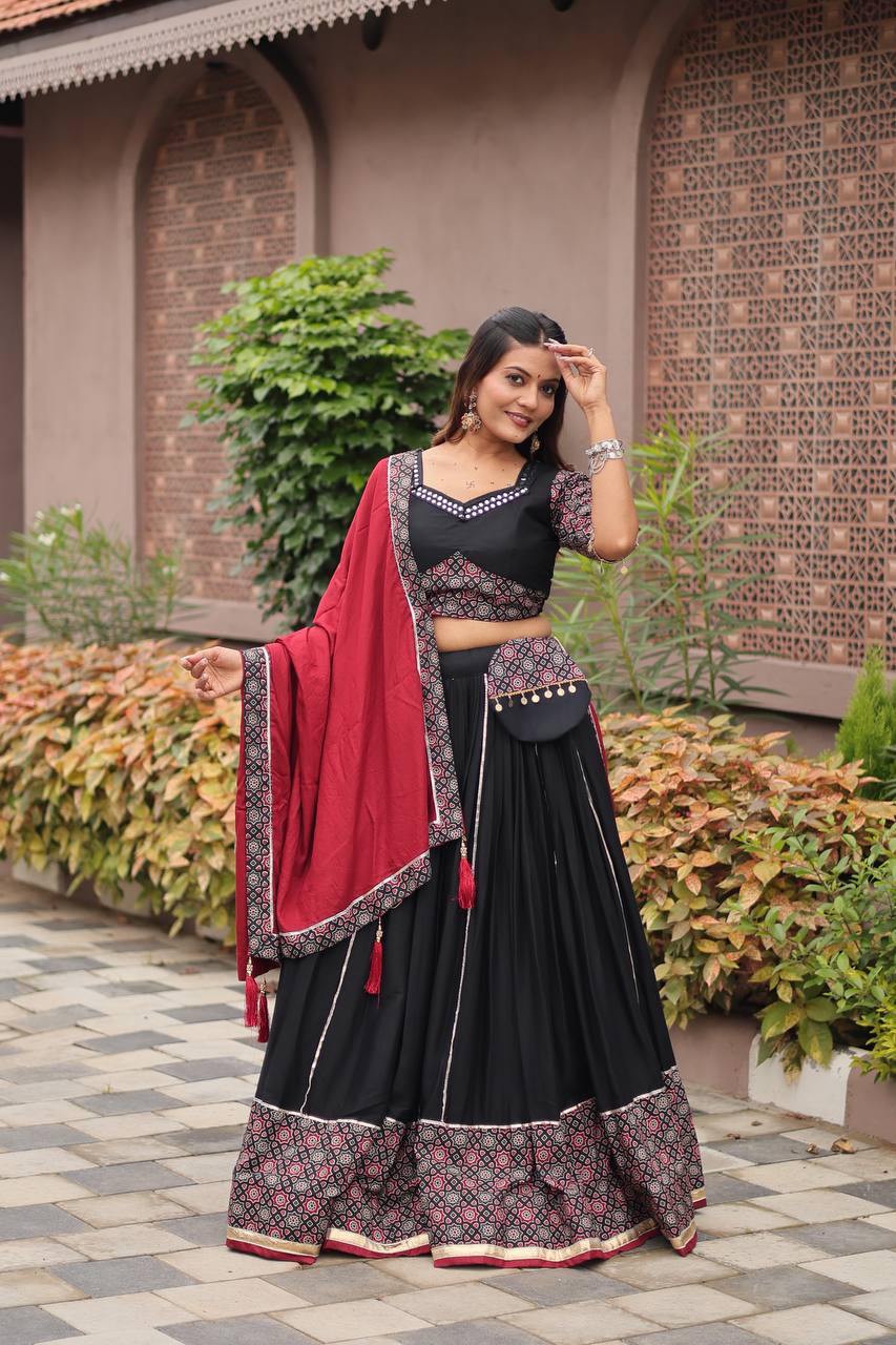 Kashish Black & Maroon Traditional Navratri Lehenga Choli