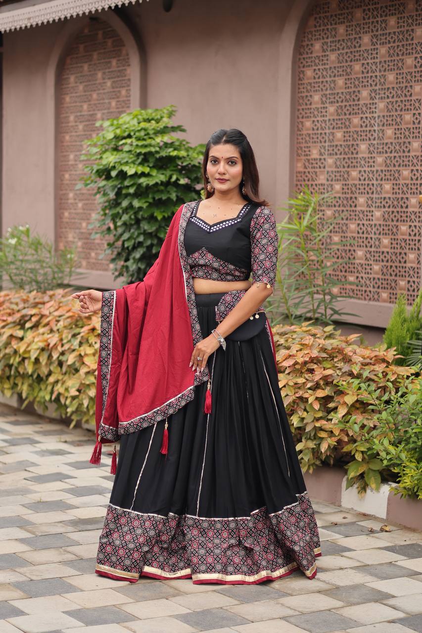 Kashish Black & Maroon Traditional Navratri Lehenga Choli