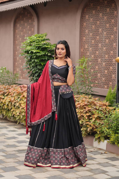 Kashish Black & Maroon Traditional Navratri Lehenga Choli