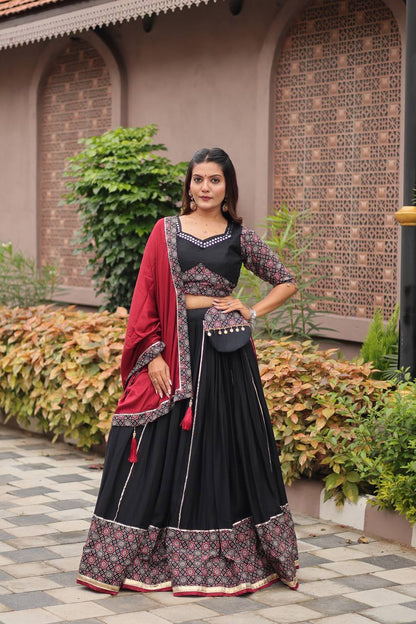 Kashish Black & Maroon Traditional Navratri Lehenga Choli