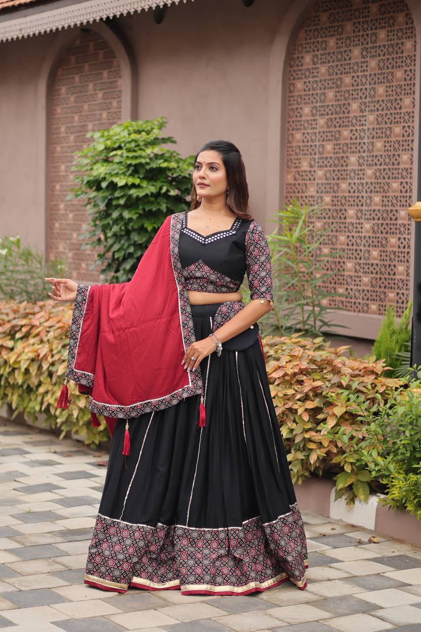Kashish Black & Maroon Traditional Navratri Lehenga Choli