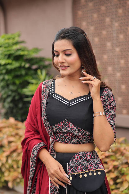 Kashish Black & Maroon Traditional Navratri Lehenga Choli