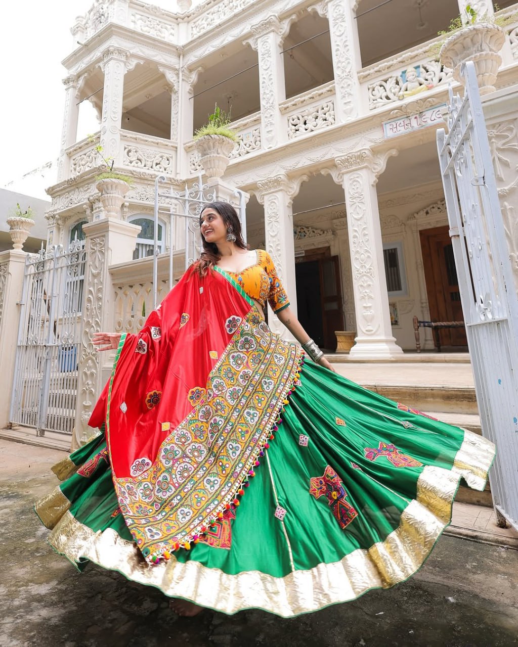 Meghna Traditional Lehenga Choli with Kutchi Embroidery & Mirror Work