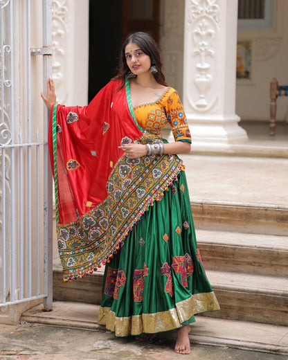 Meghna Traditional Lehenga Choli with Kutchi Embroidery & Mirror Work