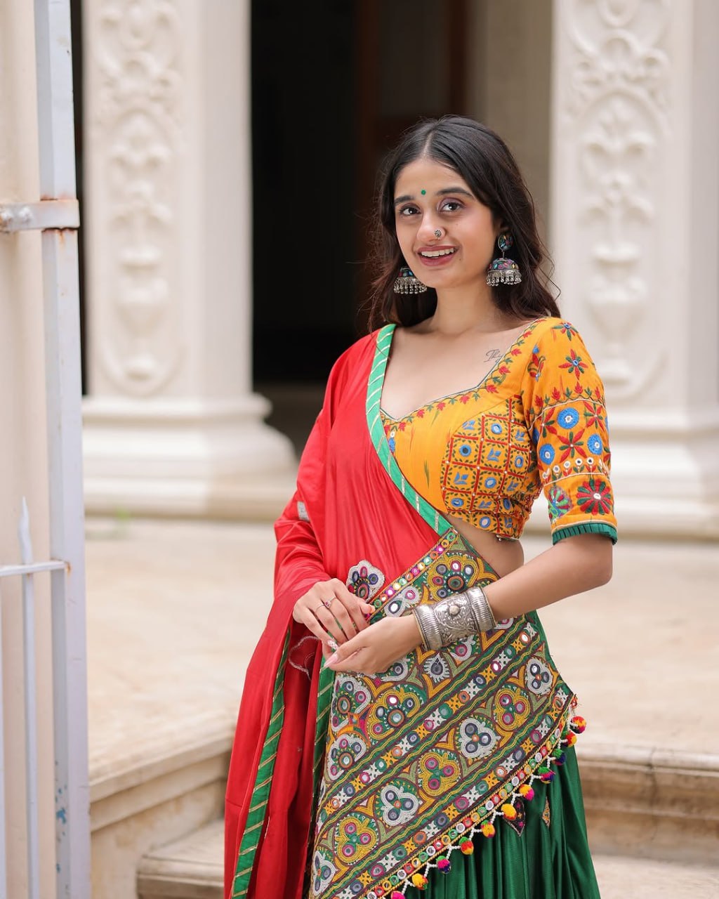 Meghna Traditional Lehenga Choli with Kutchi Embroidery & Mirror Work