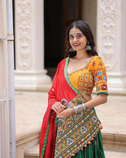 Meghna Traditional Lehenga Choli with Kutchi Embroidery & Mirror Work