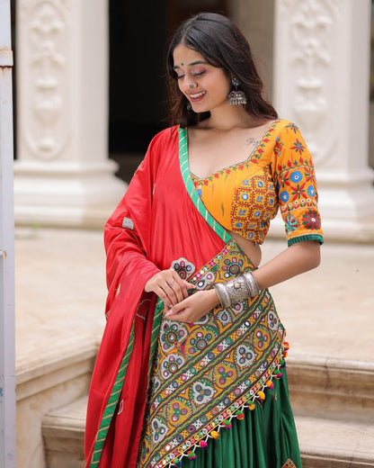 Meghna Traditional Lehenga Choli with Kutchi Embroidery & Mirror Work