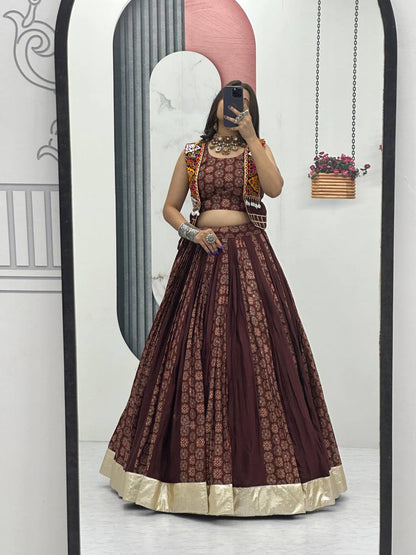 Rajrani Pure Cotton Lehenga with Kutchi Mirror Jacket