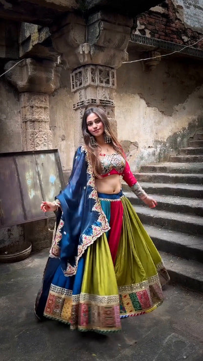 Garba Glow Designer & Silk Patchwork Navratri Chaniya Choli