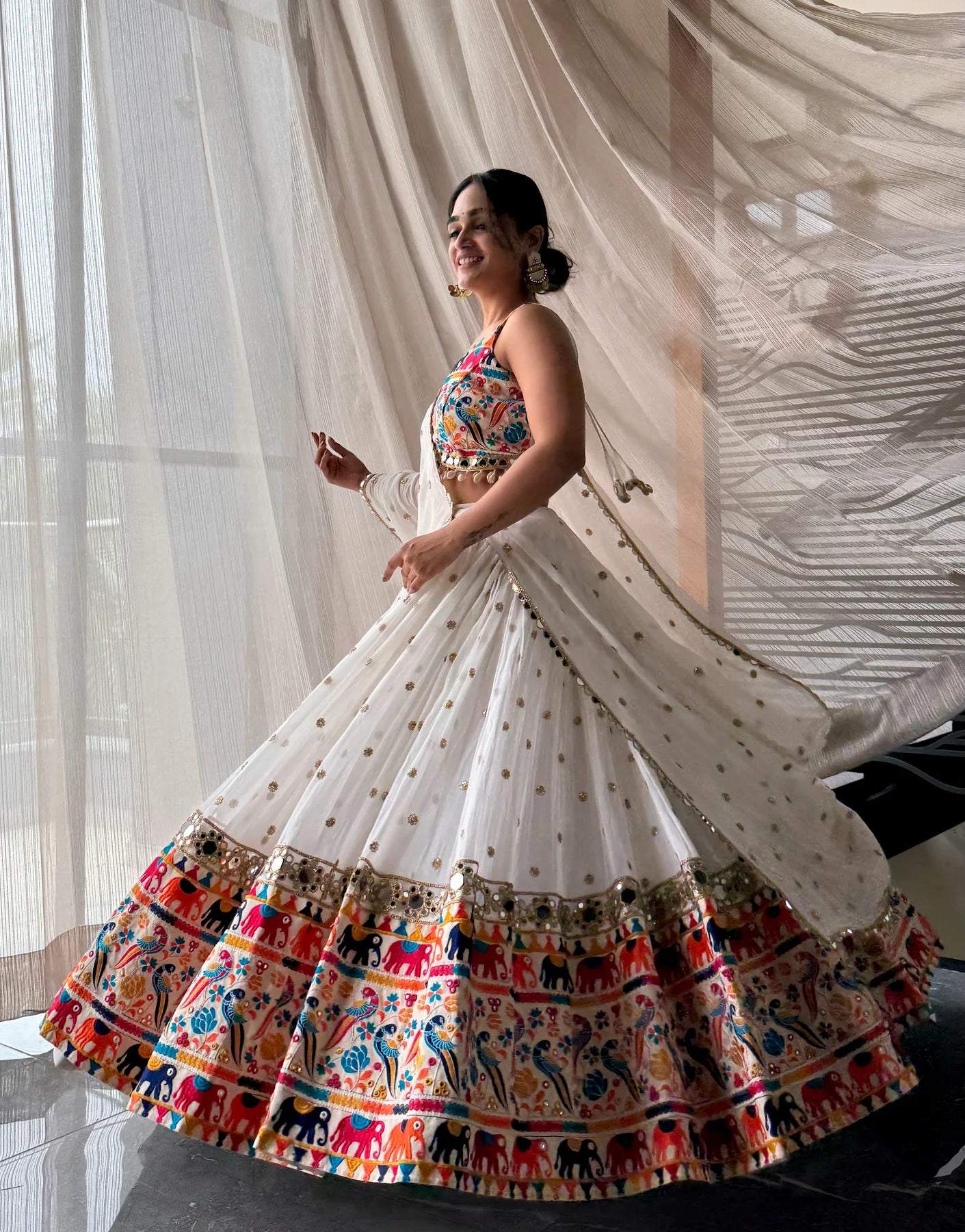 Anaya Multicolor Rajasthani Embroidery Mirror Work Lehenga set