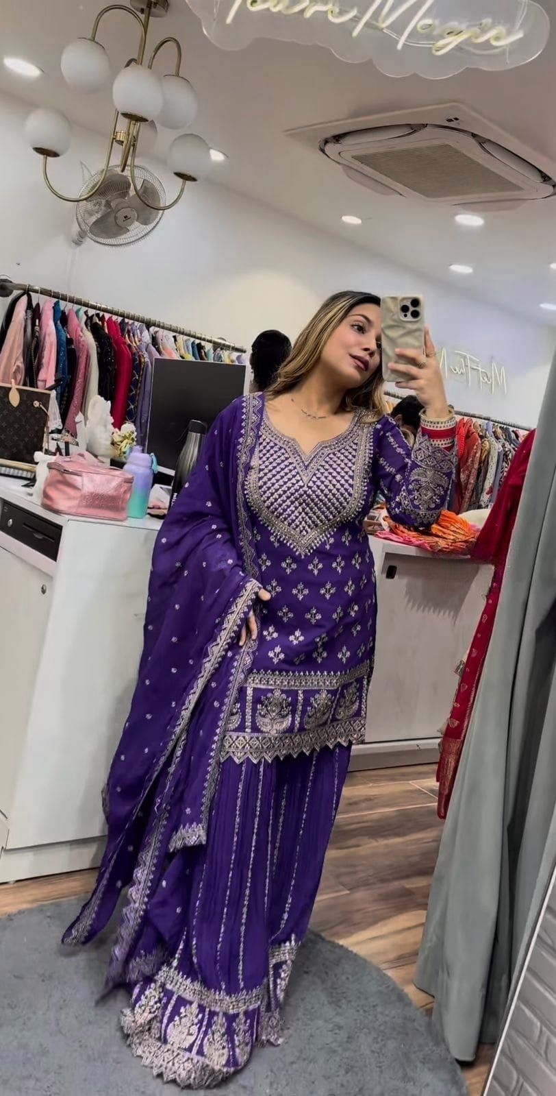 Zeenat Royal Violet  Silver Thread Embroidery Patiala Suit Set