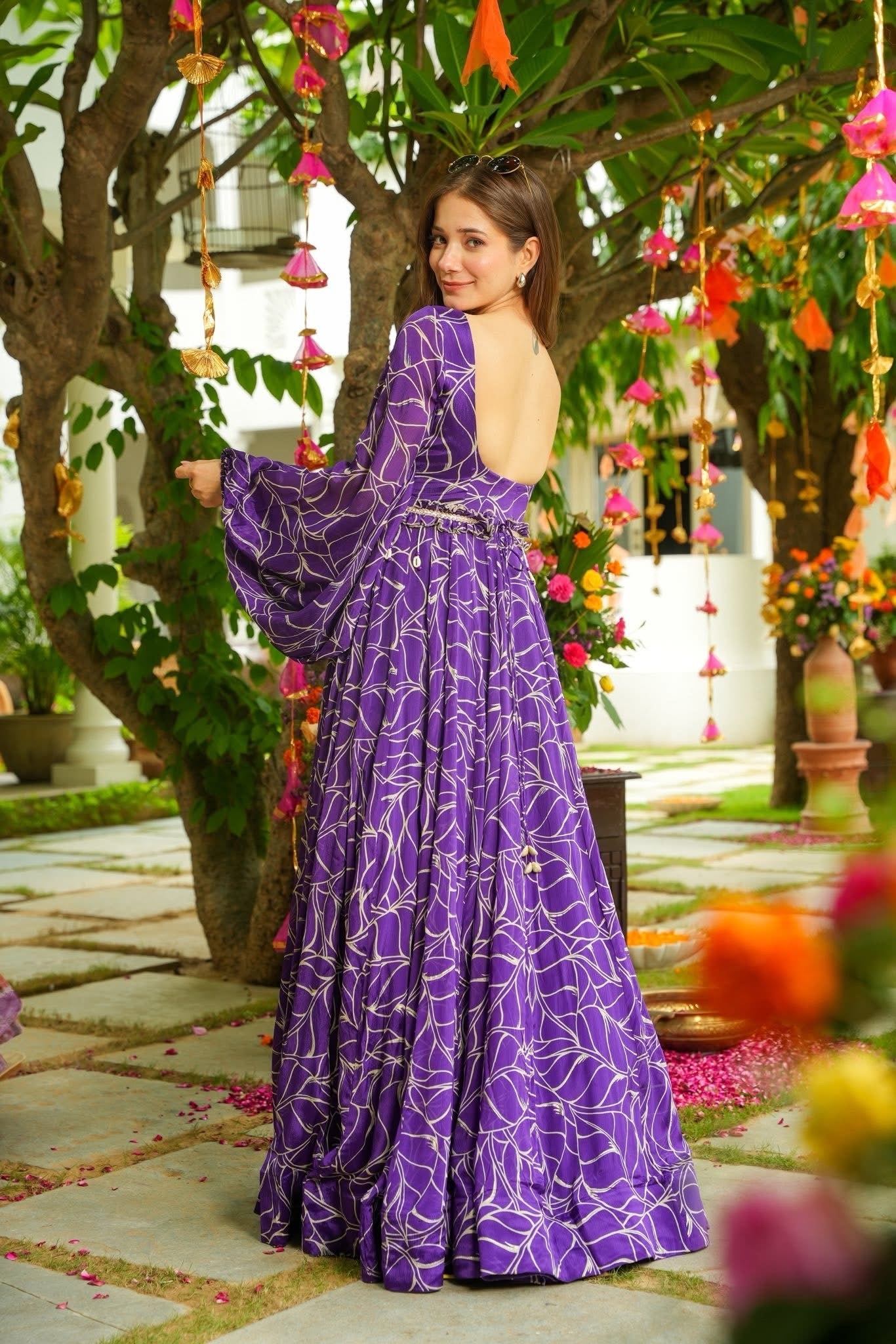 Wisteria Purple Chinon Maxi Dress