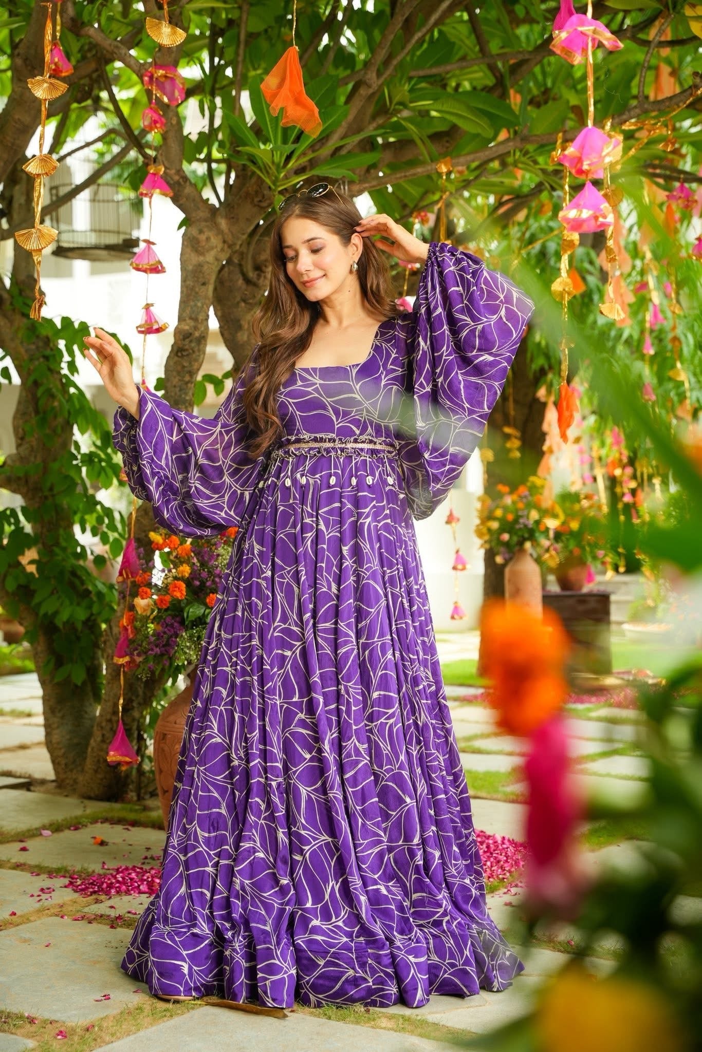 Wisteria Purple Chinon Maxi Dress