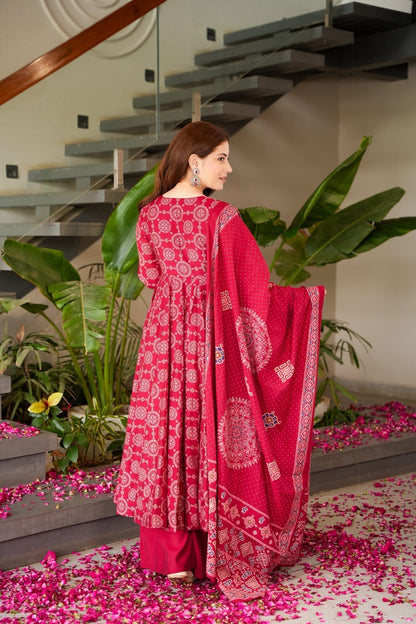 Seraphina Red Muslin Suit Set