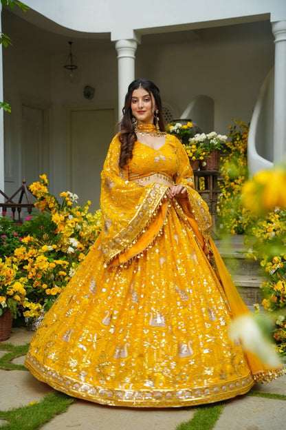 Nitara Marigold Heavy Embroidered Lehenga Set