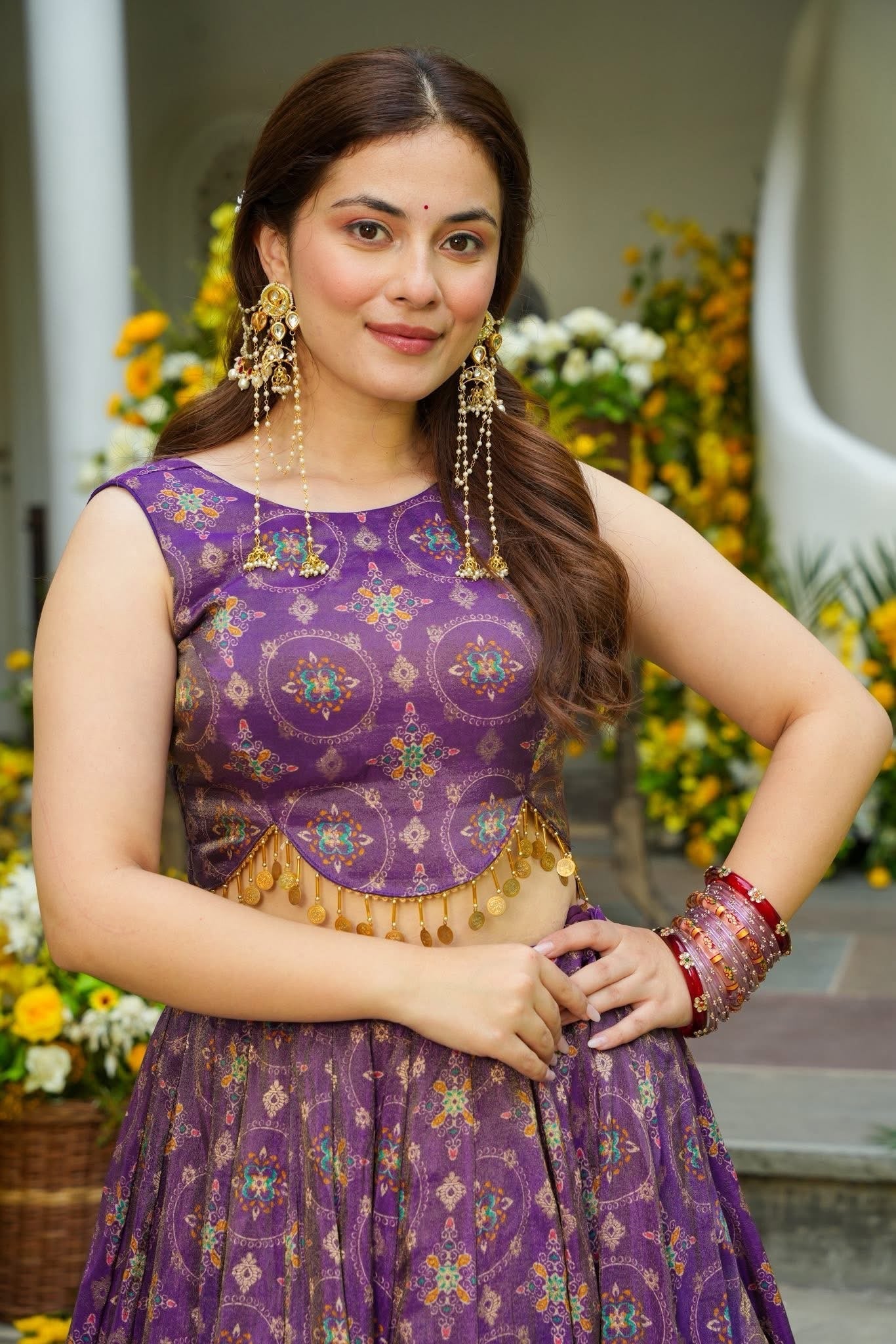 Anvi Purple Banarasi Silk Lehenga Choli