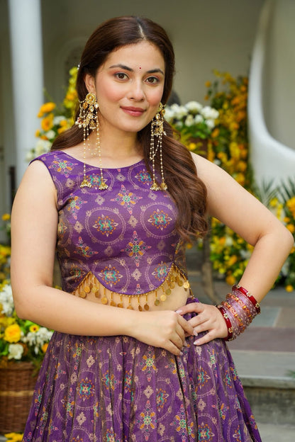 Anvi Purple Banarasi Silk Lehenga Choli