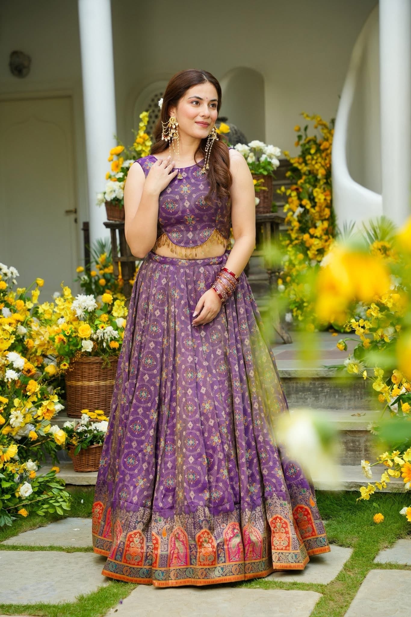 Anvi Purple Banarasi Silk Lehenga Choli