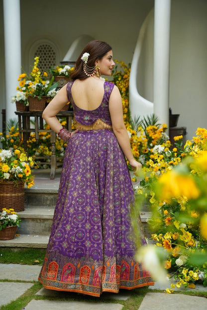 Anvi Purple Banarasi Silk Lehenga Choli