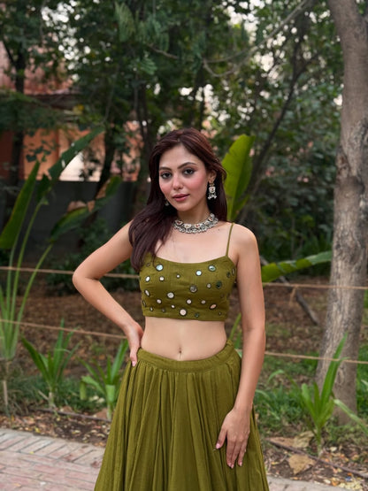 Raasleela Glow Mirror Work Navratri Lehenga Choli