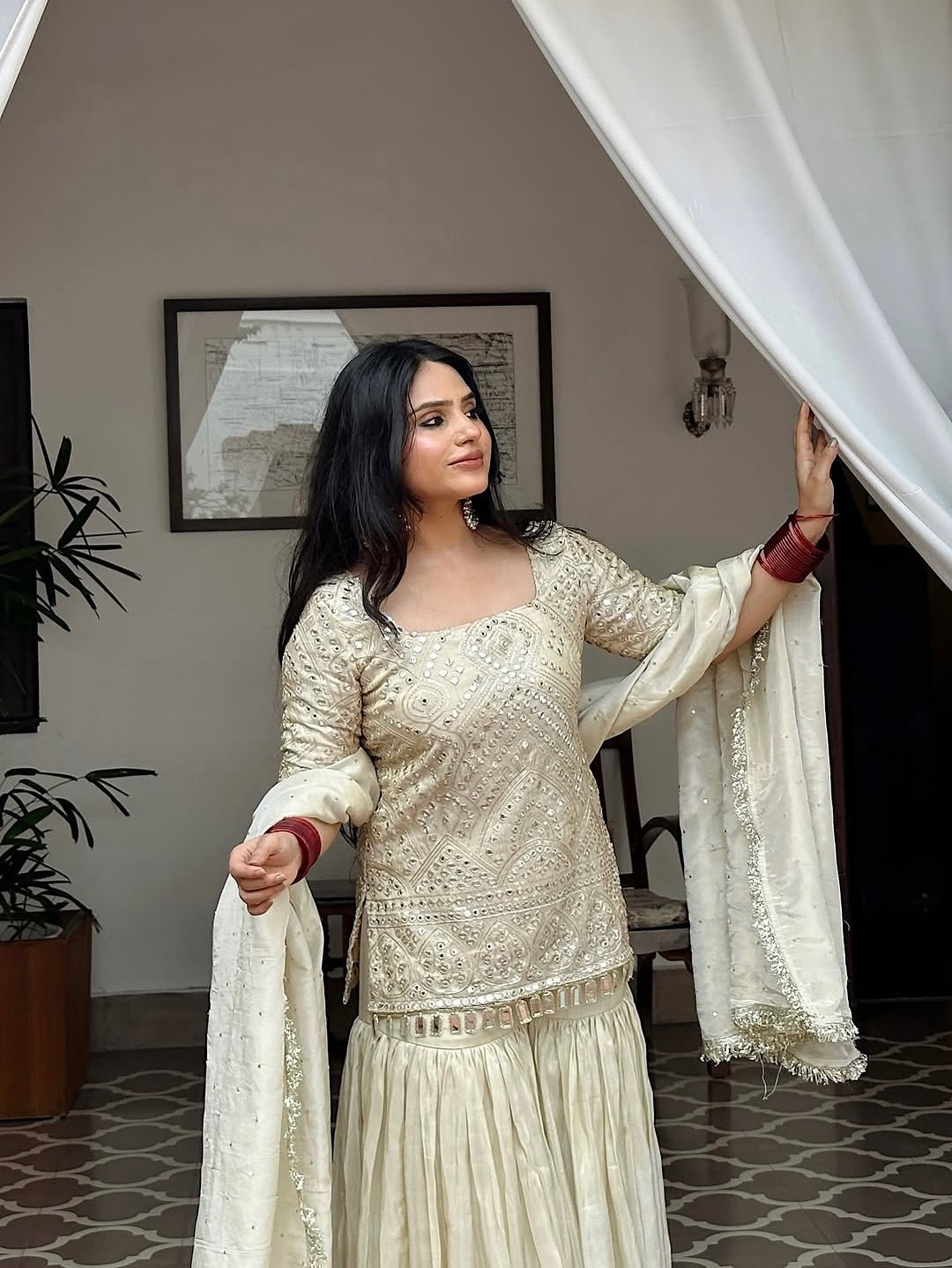 Ayesha Ivory Elegance Sharara Set