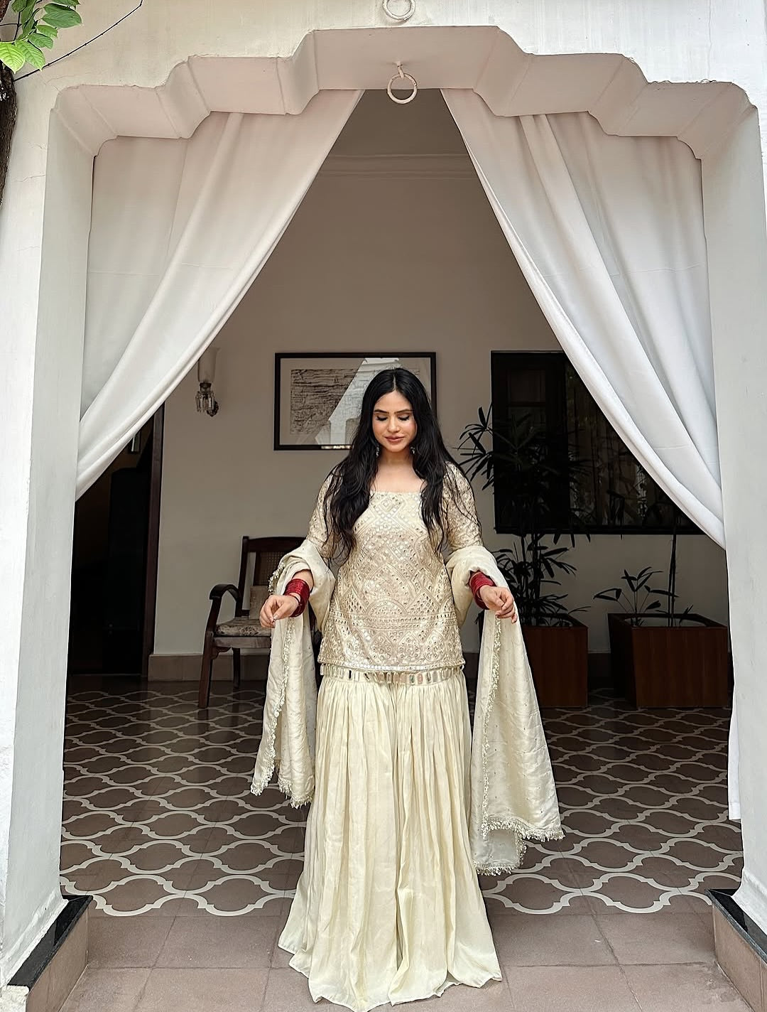 Ayesha Ivory Elegance Sharara Set